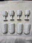 Vintage Westmoreland White Milk Glass Paneled Grape Goblets And Cups set of 8