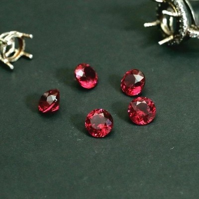 5 Pcs Lot 5 mm Flawless Burmese Red Ruby Natural Round Certified Loose Gemstone