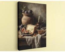 Rustic Wine Cheese Canvas Handcrafted Wall Art Dining Room Wine Cellar