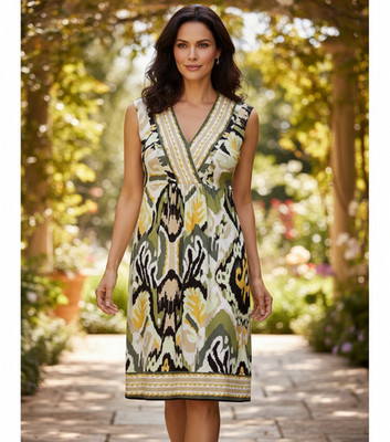 Soho Apparel 8 Dress Yellow Green V Neck Festival Indie Dopamine Office Siren