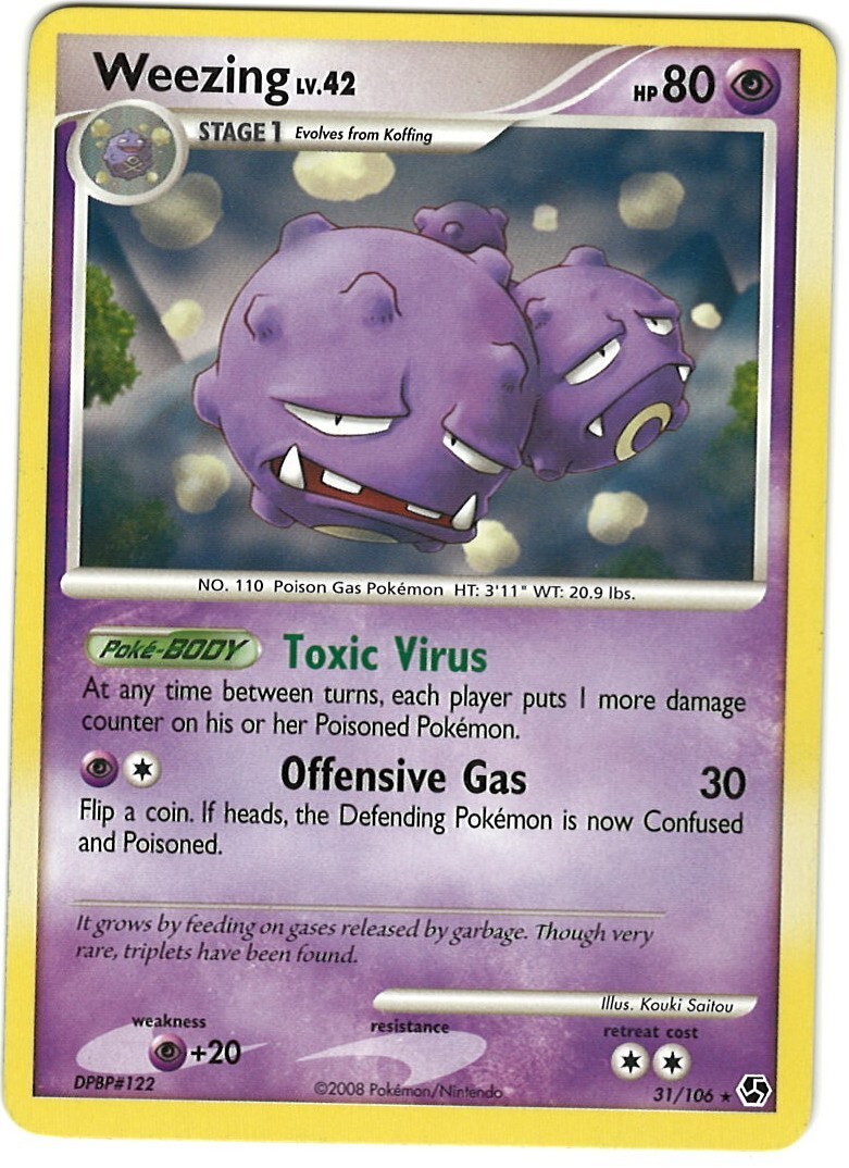Weezing 31/106 Pokemon Card   Great Encounters Rare 80 HP NM