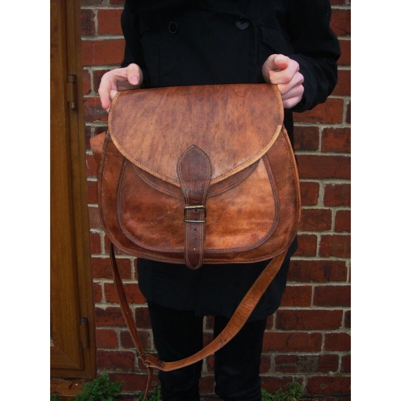 Nueva Gran Venta Bolso Cruzado De Cuero Marrón Vintage Para Mujeres Hecho A Mano