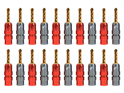 KnuKonceptz eKs-BP2 BFA Style Gold Plated Banana Plugs Pack of 20 Red / Black