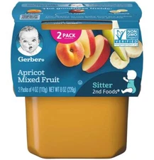 Gerber 2nd Foods Baby Food Apricot Mixed Fruit Non GMO – 2 Ct – Pack of 4