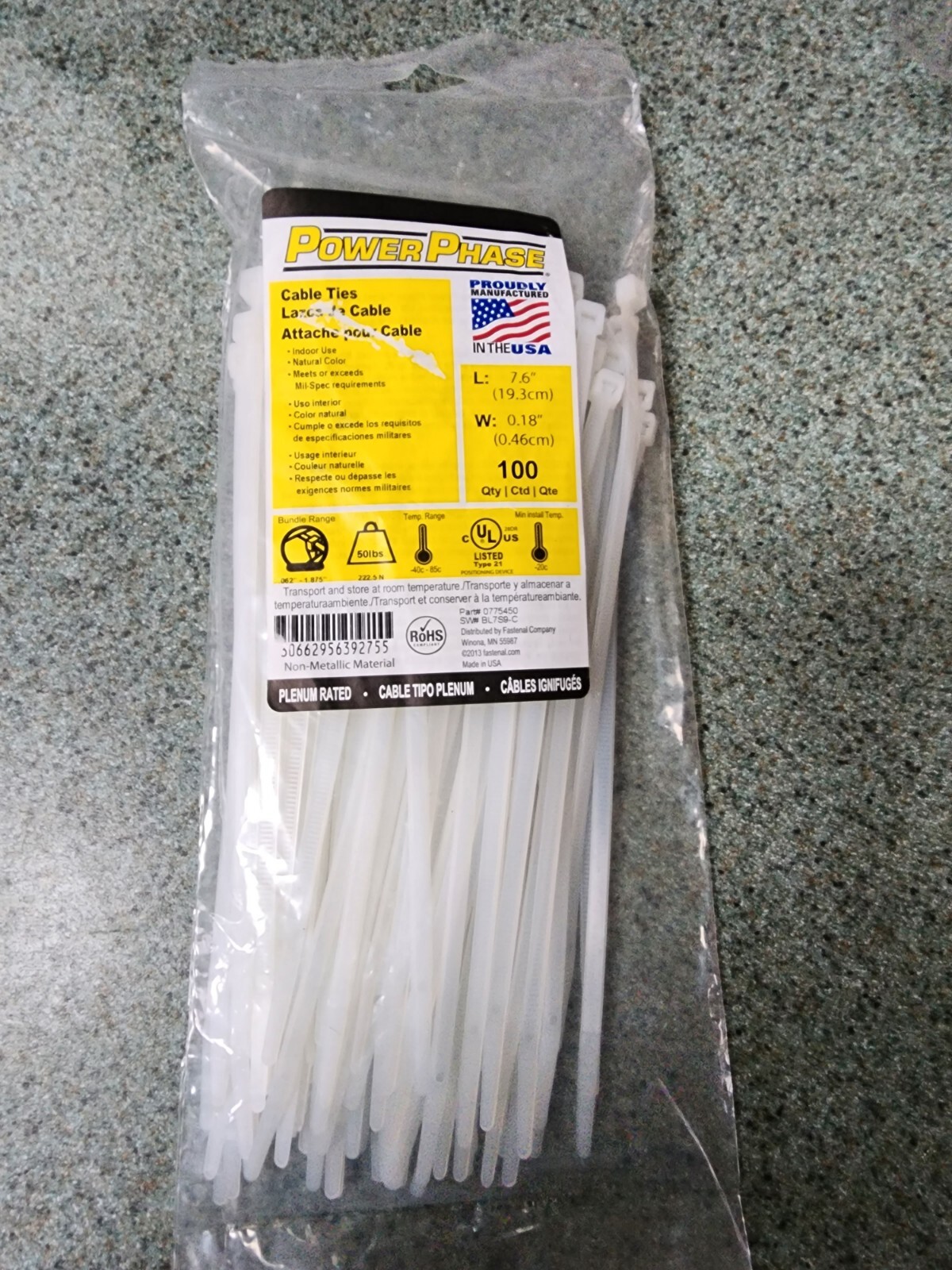 PowerPhase Cable Ties 7.6" Zip Ties 3 packs of 100. LOT OF 300 TIES eBay