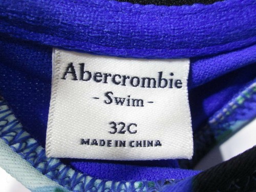 Abercrombie Womens Size 32C Bikini Top Blue Underwired Lined Floral Swimwear - Picture 6 of 7