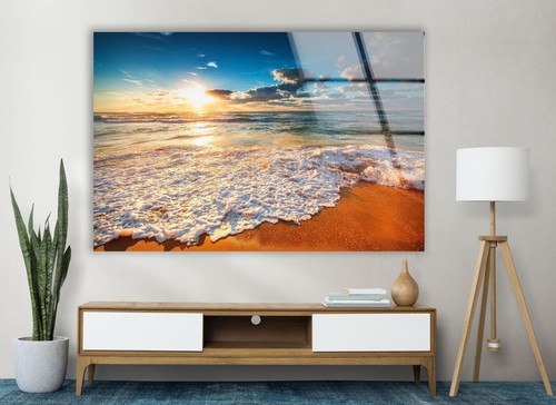 Arte de pared de vidrio Beach Wave & Sunrise - Imagen 5 de 8