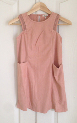 Monteau Girls Dress 10 M Dusty Pink Faux Suede Lace Up Sleeveless Pocket  New | eBay