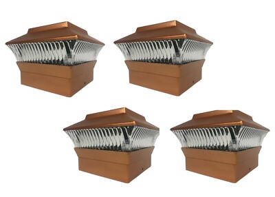 Solar Post Cap Light 4 Pcs 4x4 Solar Copper Color Square Post Fence Cap Light