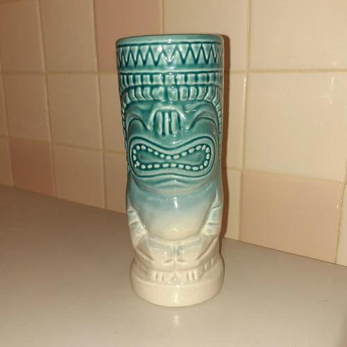 Los Angeles Bauer Pottery Tiki Mug Island Warrior 6.9" tall x 2.7" x 2.9"