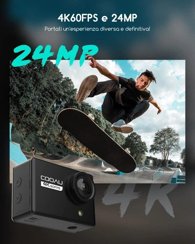 COOAU Nuova Action Cam 4K WiFi 24MP Touch Screen 40M con EIS Stabilizzazione - Foto 2 di 8