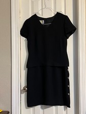 Women's  Black Dress size 12 Fully Lined Brand XL side split with button