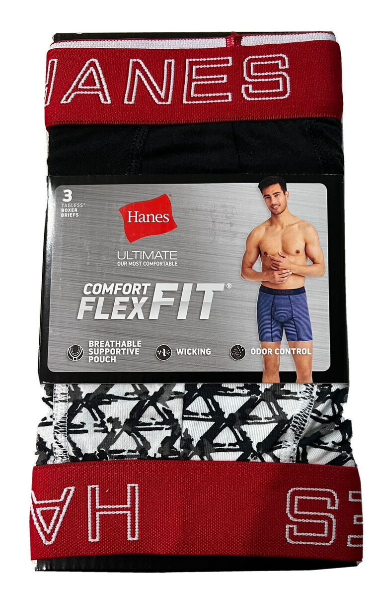 Men Hanes Ultimate ComfortFlex Fit 3-Pack Boxer Briefs (Red - Black)  Underwear