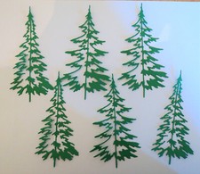 Intricate Tree Christmas Paper Die Cut Silhouette Scrapbook Embellishment 6 Pcs