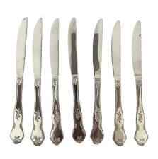 Gibson Stainless Flatware - Set of 7 Dinner Knives - Floral Handle