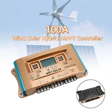 12/24/36/48/60V 100A MPPT Wind Solar Hybrid Charge Controller Panel Dual USB U2