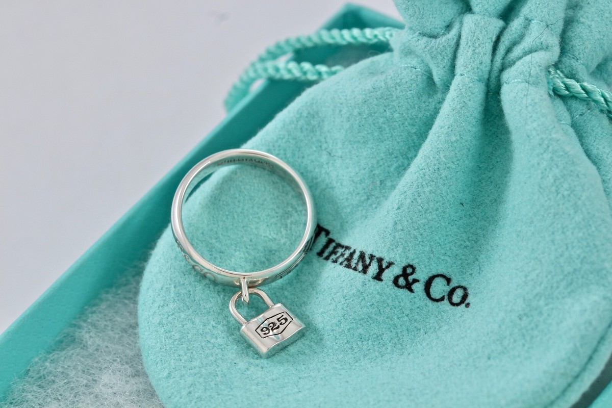 Tiffany & Co. 1837 Sterling Silver Dangle Padlock Ring Size Tiffany & Co. 1837 Sterling Silver Dangle Padlock Ring Size