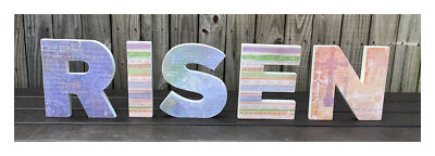 AGD Easter Decor - Primitive Wood RISEN Letter Word Tabletop Display