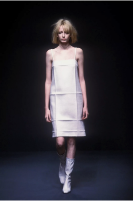 Prada Vintage Fall 1998 White Wool Nylon Folded Crease Wool Nylon