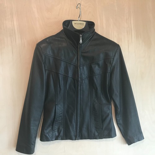 Wilson Damen Lederjacke schwarz Maxima Größe S Biker Klassiker
