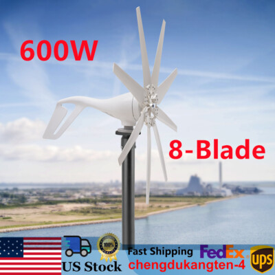 600W 8 Blades Wind Turbine Generator Kit W/Charge Controller Windmill Power
