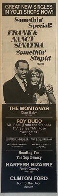 FRANK SINATRA+NANCY SINATRA+SOMETHIN STUPID+1967+ PRESS ADVERT+16cms x 9cms