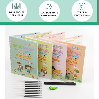   4 Wiederverwendbare Magisches Heft Für Kinder Magisches Übungsheft Englisch