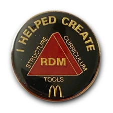 McDonald’s Pin I helped Create RDM Curriculum Y2K Black, Red & Gold Lapel Pin