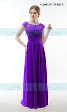 LACY CHIFFON SCOOP NECK BRIDESMAID EVENING PROM PARTY DRESS JS59 (SIZE 6-24)