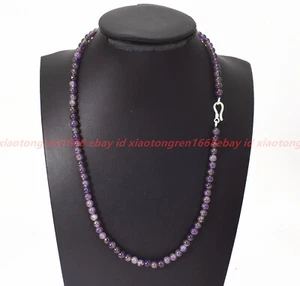 Petit beau naturel 4mm Perles rondes en pierre gemme pourpre Améthyste Collier 16-36in
