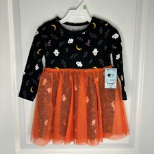 Okie Dokie Toddler Little Girls Halloween Dress, Orange Tulle Tutu Skirt NEW