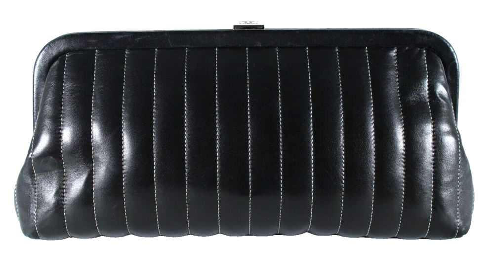 CHANEL Black Quilted Lambskin CC Logo MADEMOISELLE Clutch Bag