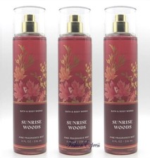 BATH BODY WORKS SUNRISE WOODS FRAGRANCE BODY MIST SPRAY 8 FL OZ LOF OF 3 PCS