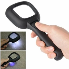 3X Handheld Glass Magnifier Loupe Magnifying LED & UV Light Jewelry Reading Lens