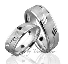 Trauringe aus 925er Silber mit Stein , GRAVUR GRATIS, J94-1