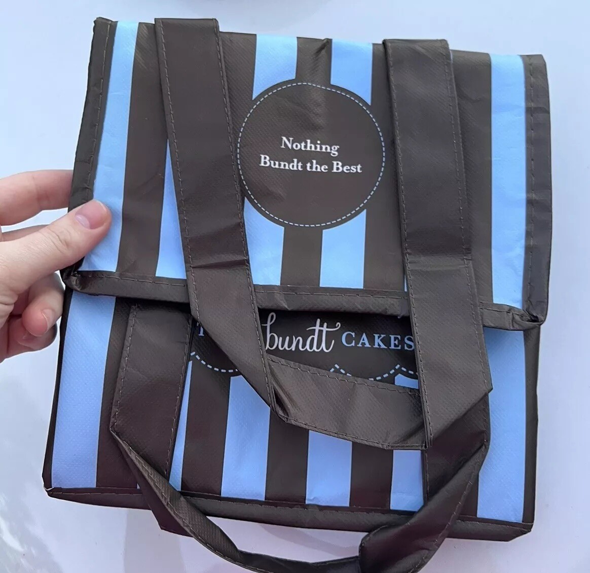 Nothing Bundt cakes Carrier Lunch Bag Insulated Foldable Earthwise blue