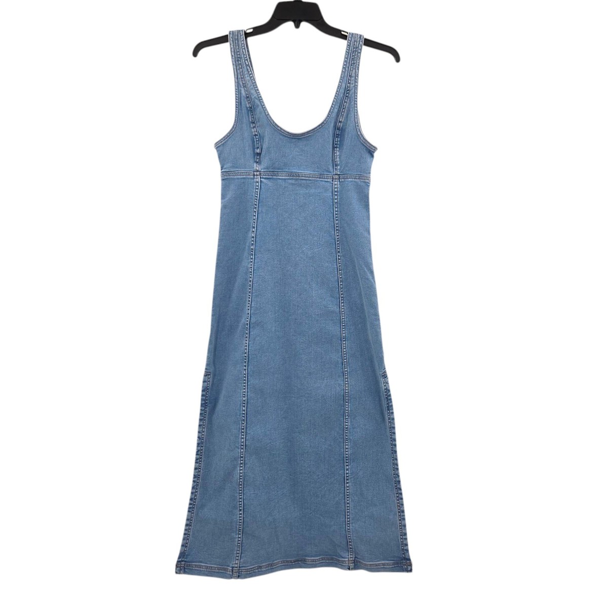 aerie denim midi dress AE Strappy Tank Denim Midi Dress Women's Medium Wash XXS