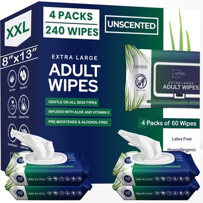 OPTEEL Adult Wipes For Elderly  8''x13'' Extra Large & Soft Wet Wipes for Adult...