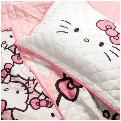 Hello Kitty Pink Love Theme Bedspread & Sham - Full/Queen/-