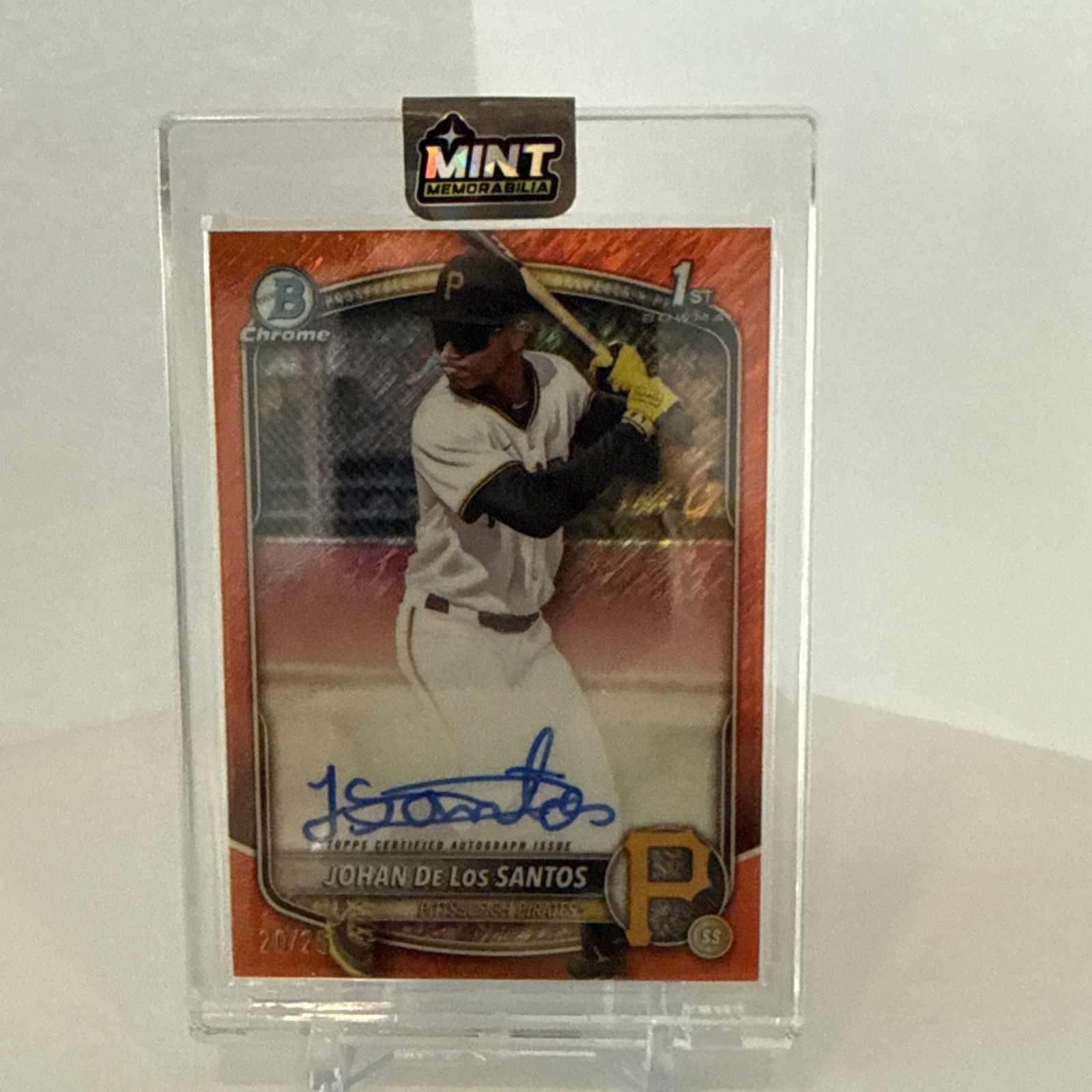2025 Bowman Chrome Prospect Auto Orange Shimmer JOHAN DE LOS SANTOS SP /25 1st