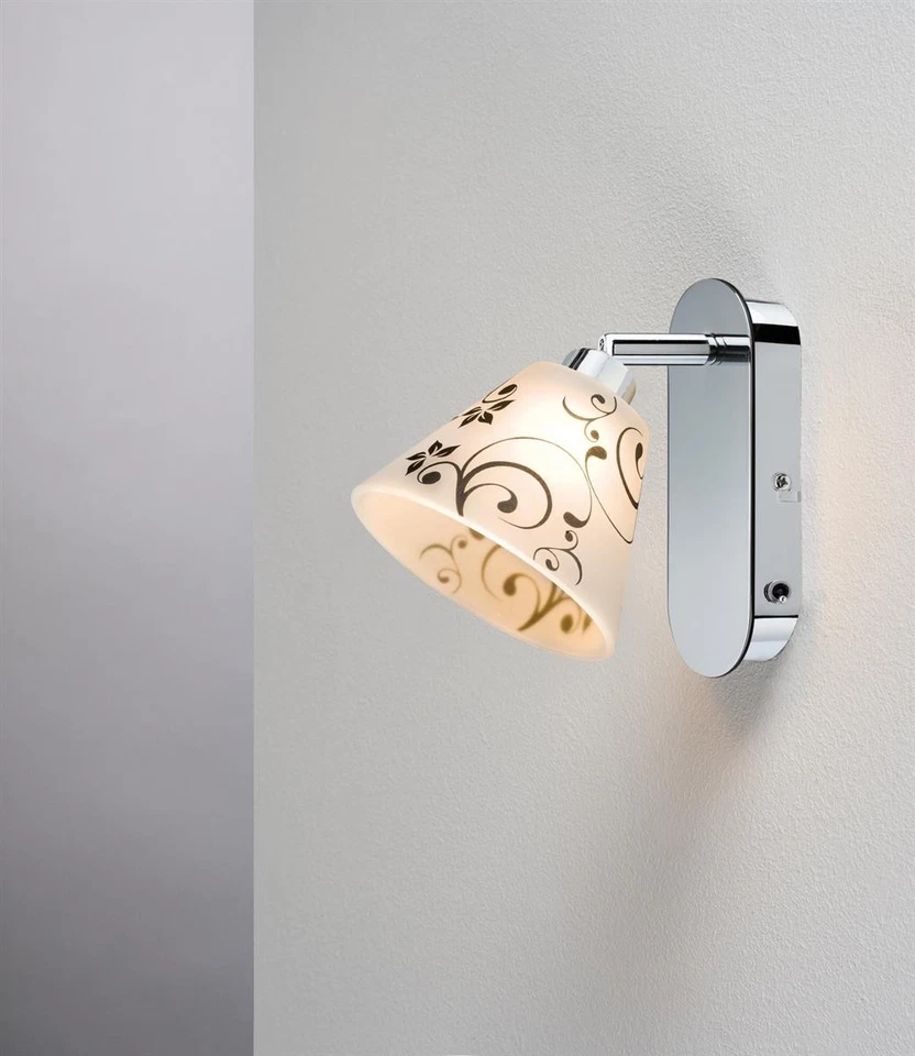 Abat-Jour Paulmann DecoSystems Kegi Noir/Blanc En Verre Max. 50W Floral - Photo 3/4