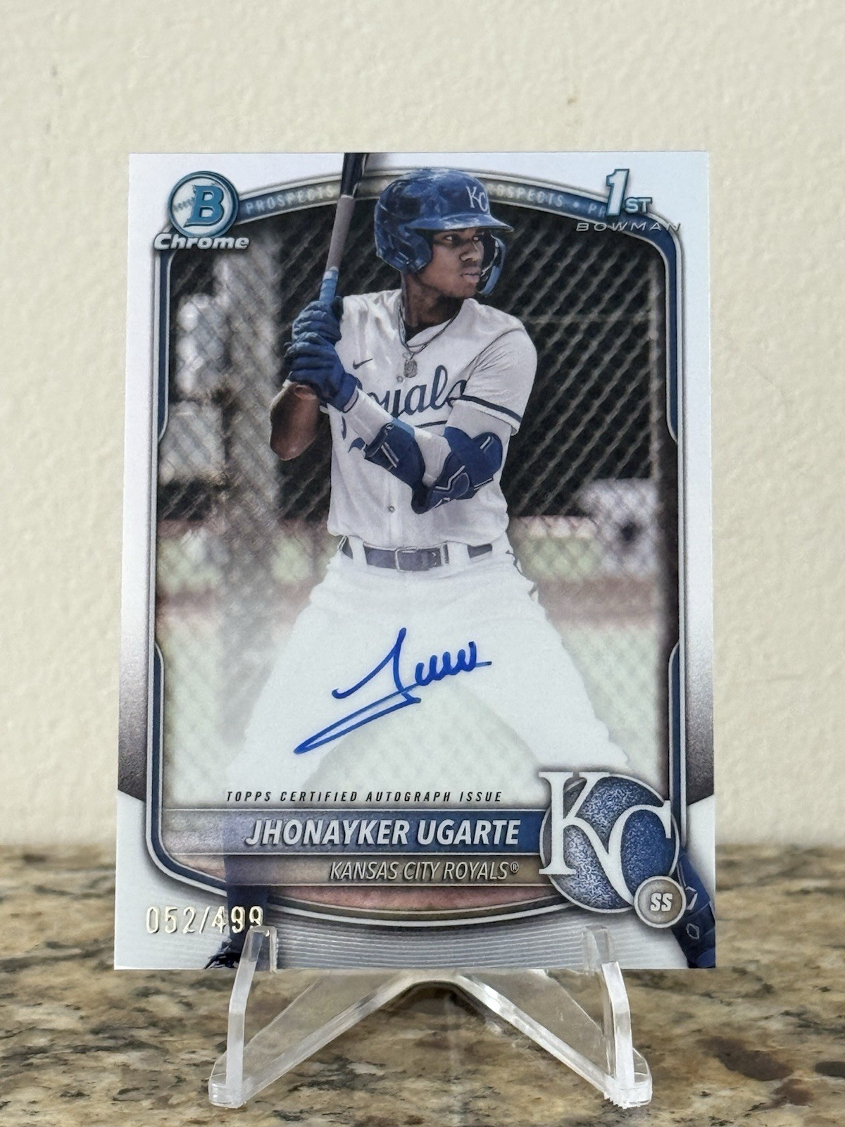 2025 Bowman Chrome Prospect Auto Jhonayker Ugarte #CPA-JU Refractor /499 ROYALS