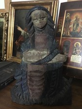 🌈  Rarità antica scultura policroma lignea  Madonna Addolorata del 1300