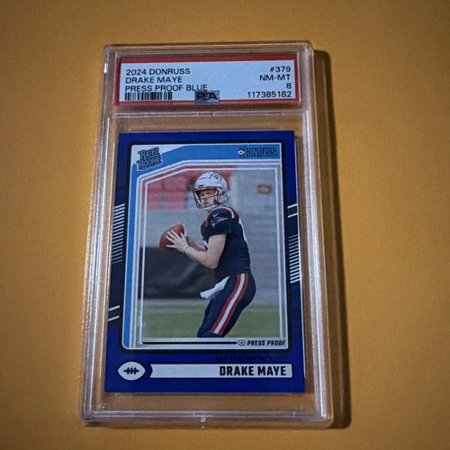 Drake Maye -2024 Donruss #379 Press Proof Blue PSA8 (RC)