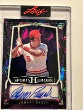 Johnny Bench 2025 Leaf Sports Heroes  09/15 Purple Ice Auto HOF Cincinnati Reds