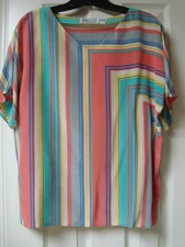 Vintage Umi Collection Anne Crimmins V-neck Silk Top Women Size 12 Geometric
