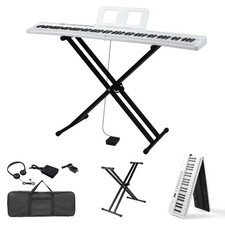88 Key Folding Keyboard Piano Folding Piano With X Stand White