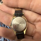 Pulsar Women's Quartz Watch White Arabic Dial Gold Tone Case Black Leather — photo 4