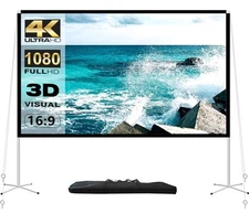 Projector Screen and Stand 100 Inch Portable Outdoor Projection Screen 16:9 4...
