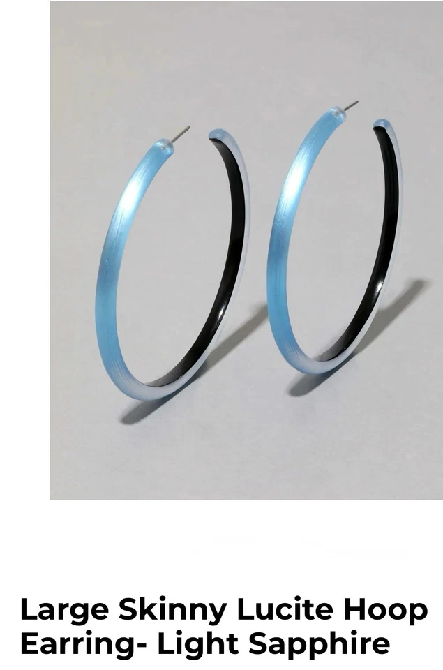 Pendientes tipo argolla 100 % auténticos Alexis Bittar grandes ajustados zafiro azul lucita Foto 2 de 4